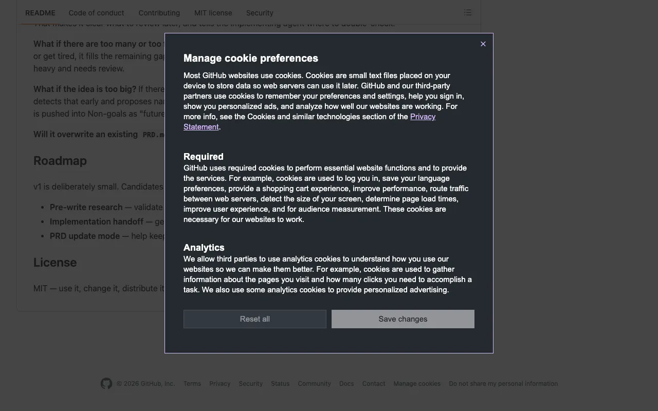 PRD Maker GitHub repository overview